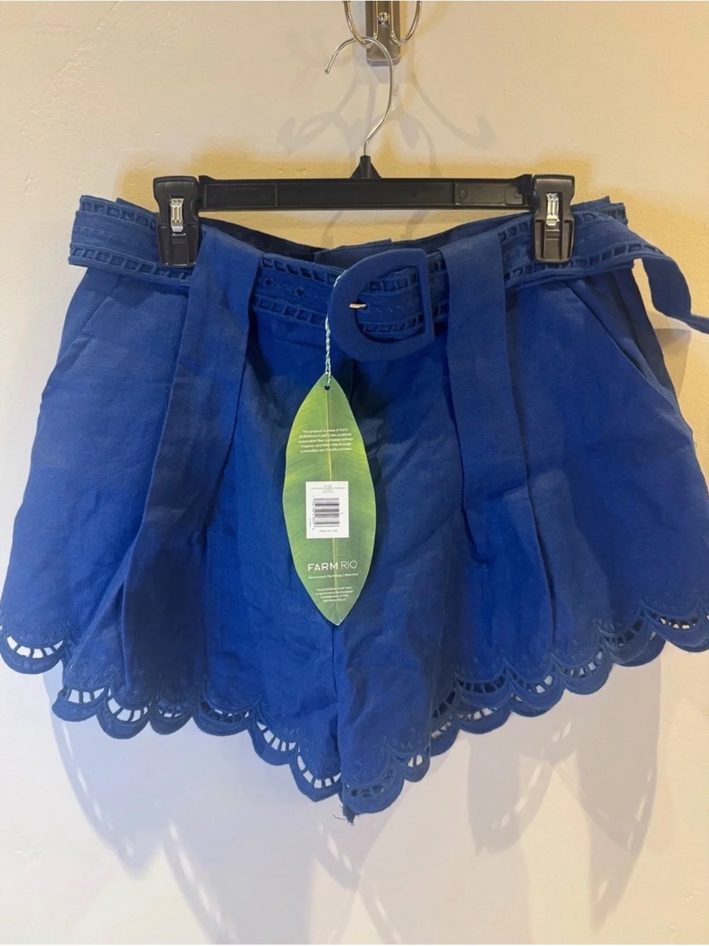 FARM Rio Richelieu lace detail linen shorts